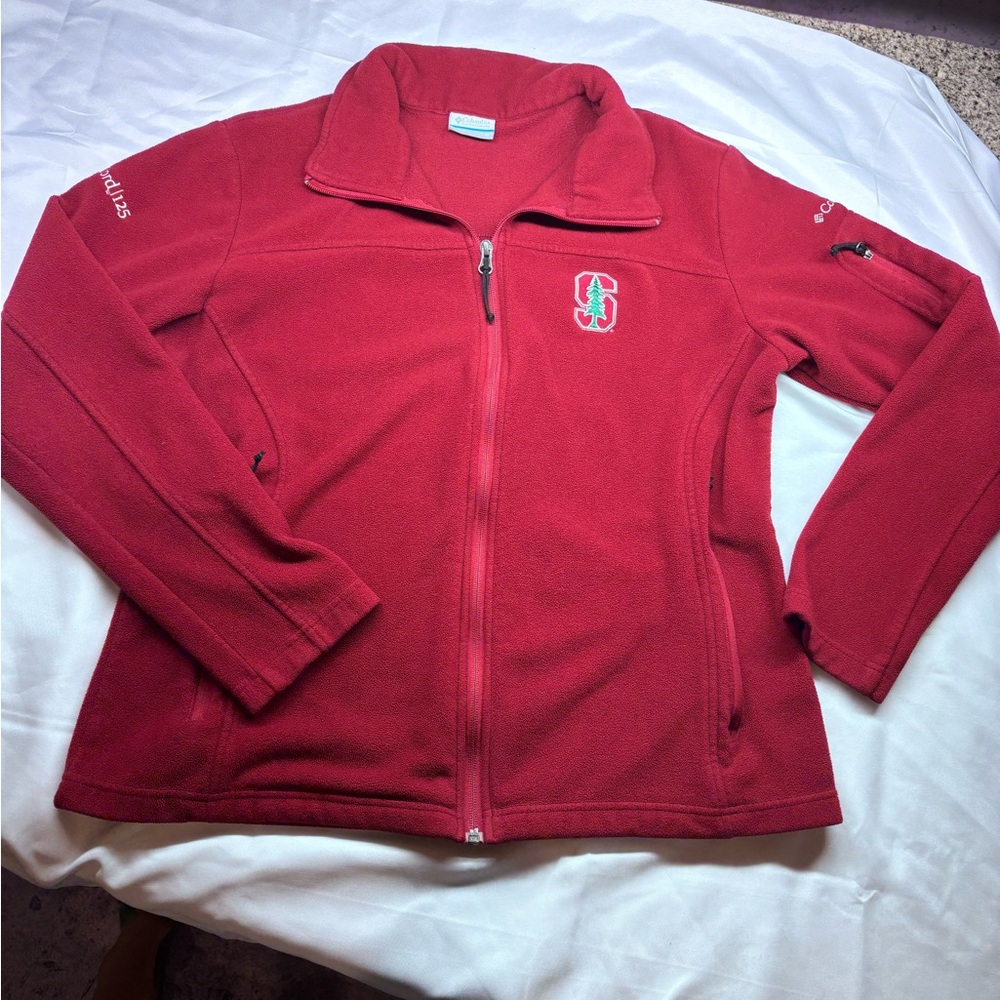 Columbia Stanford Fleece Jacket •W• XL• Burgundy Red Retro College Outdoors